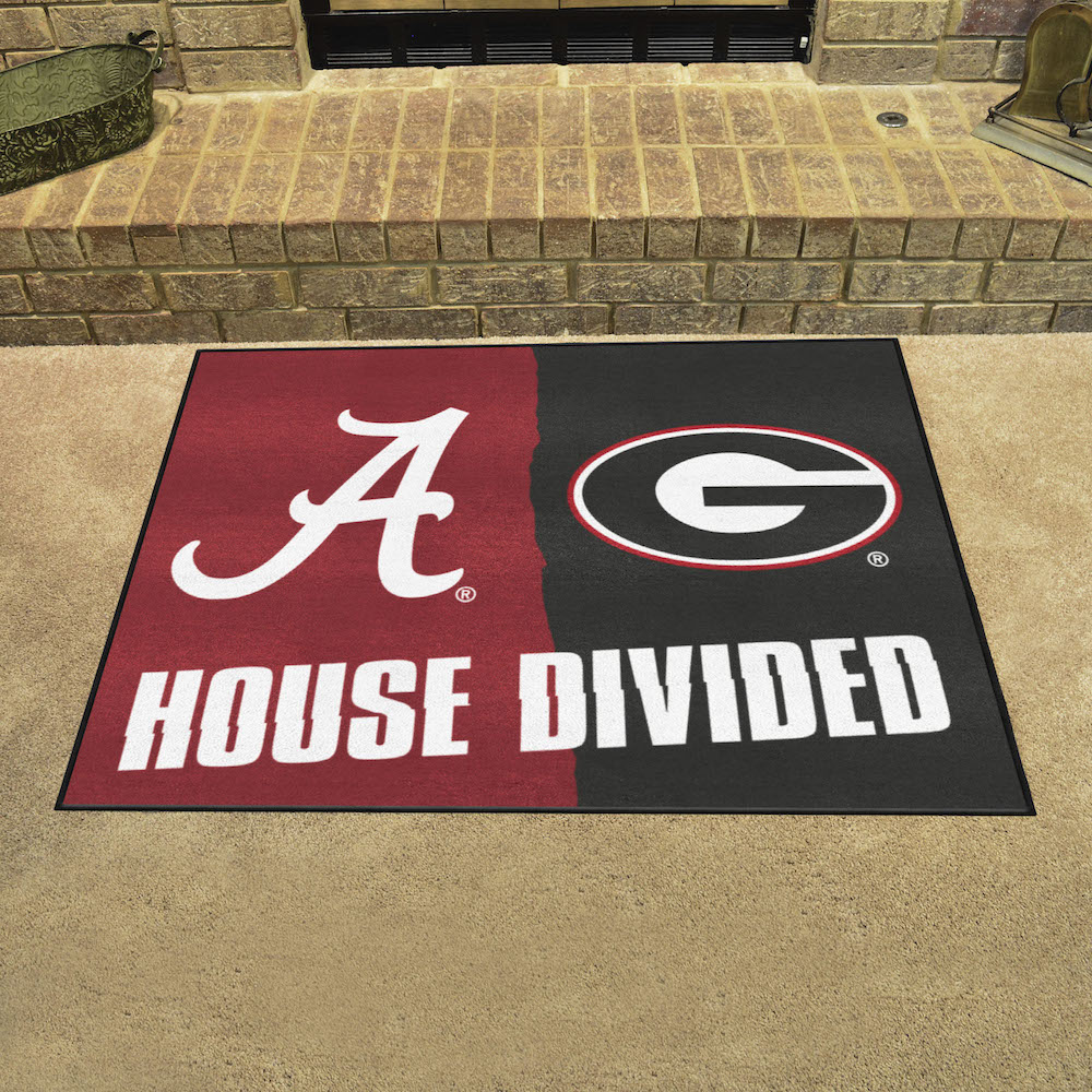NCAA House Divided Rivalry Rug Alabama Crimson Tide - Georgia Bulldogs
