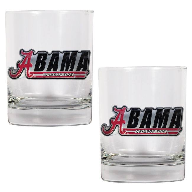 Alabama Crimson Tide NCAA Logo 2pc Rocks Glass Set