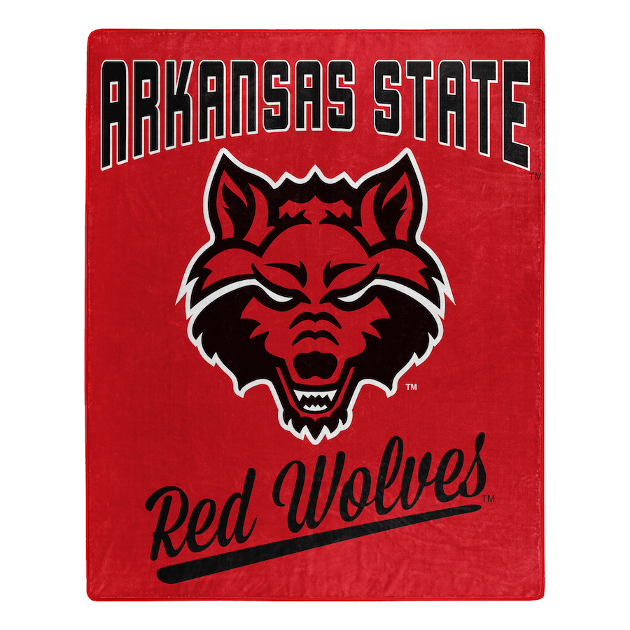 Arkansas State Red Wolves Plush Fleece Raschel Blanket 50 x 60