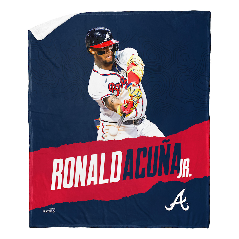 Atlanta Braves Ronald Acuna Jr. Silk Sherpa Throw Blanket