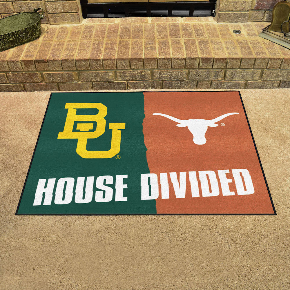 NCAA House Divided Rivalry Rug Baylor Bears - Texas Longhorns