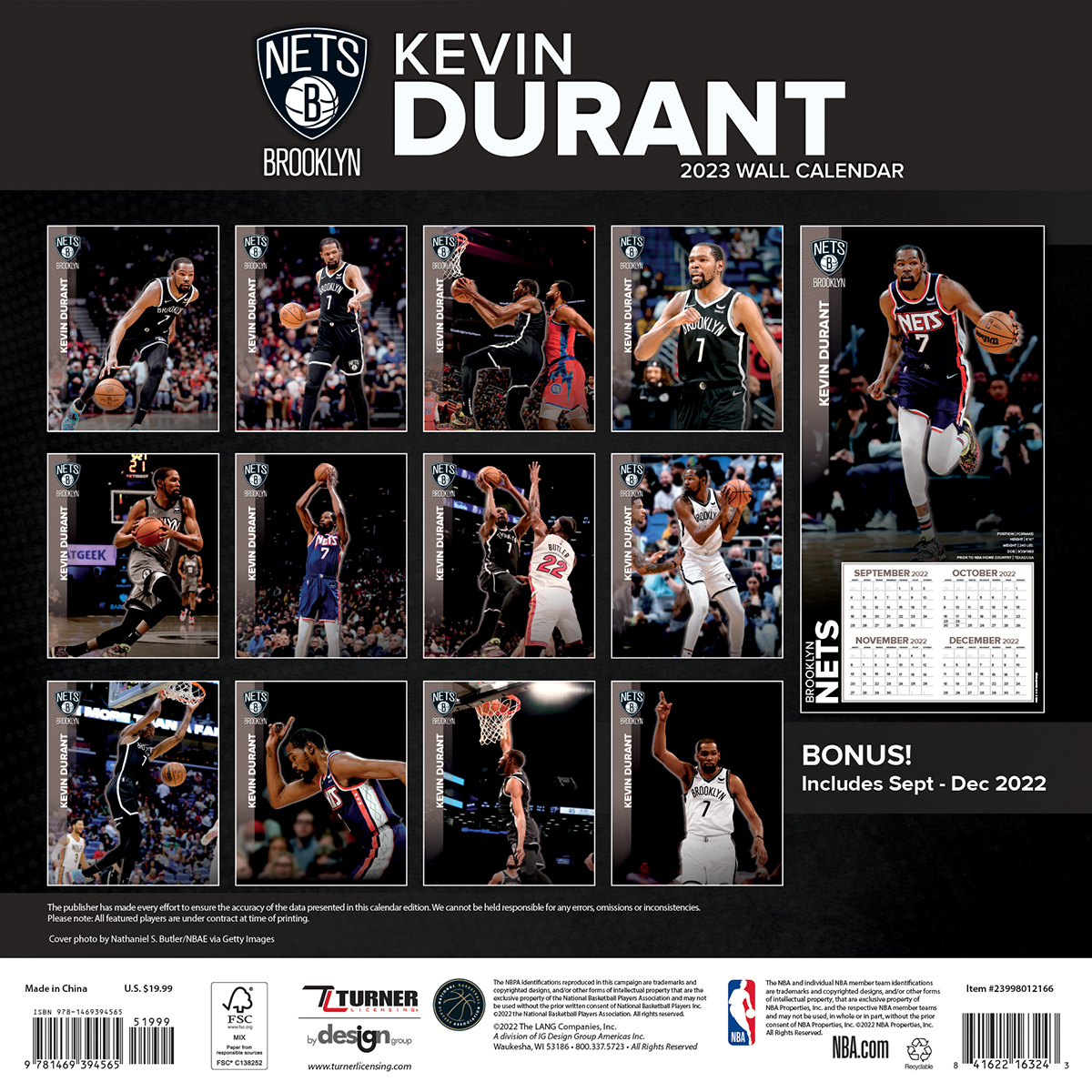 Brooklyn Nets Kevin Durant 2022 NBA Wall Calendar