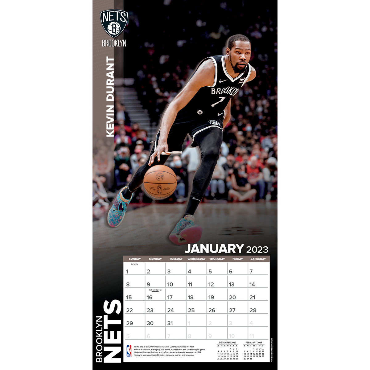 Brooklyn Nets Kevin Durant 2022 NBA Wall Calendar