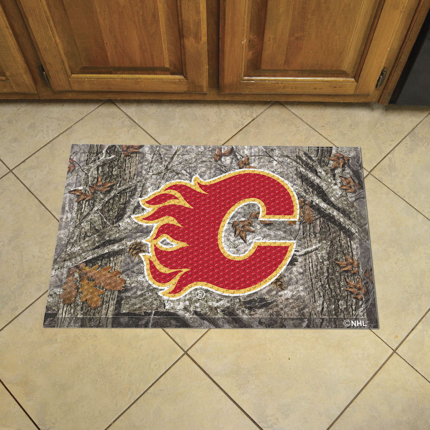 Calgary Flames Camo Style SCRAPER Door Mat