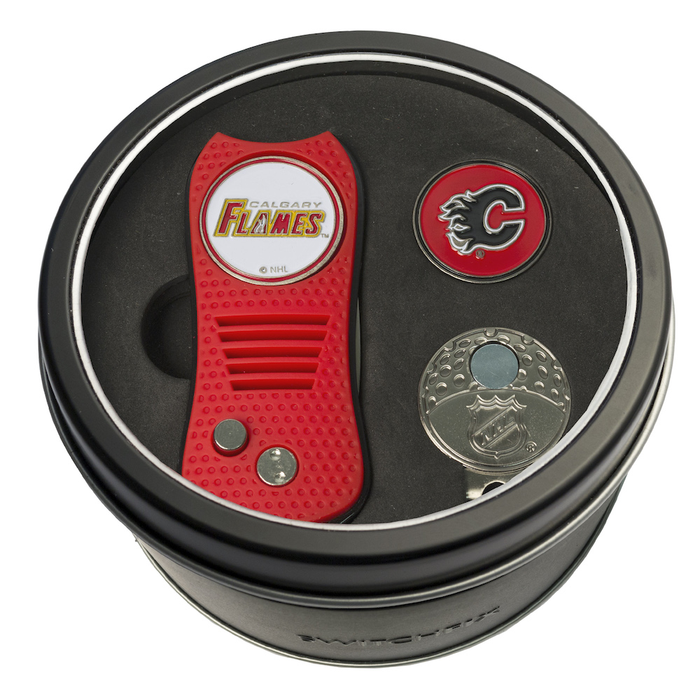 Calgary Flames Switchblade Divot Tool Cap Clip and Ball Marker Gift Pack