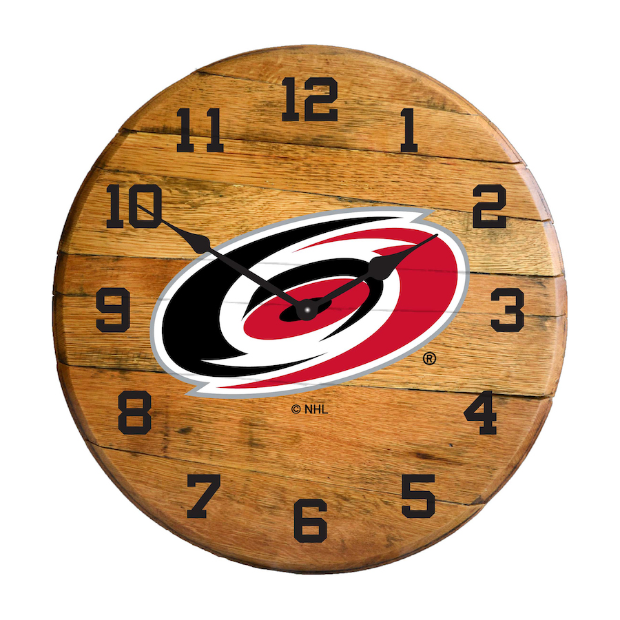 Carolina Hurricanes Oak Barrel Clock