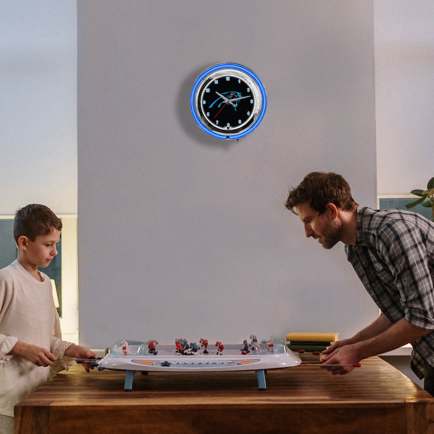 Carolina Panthers Chrome NEON Clock 18 inch