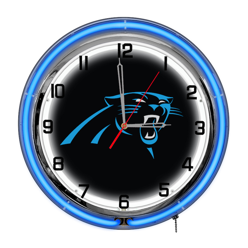 Carolina Panthers Chrome NEON Clock 18 inch