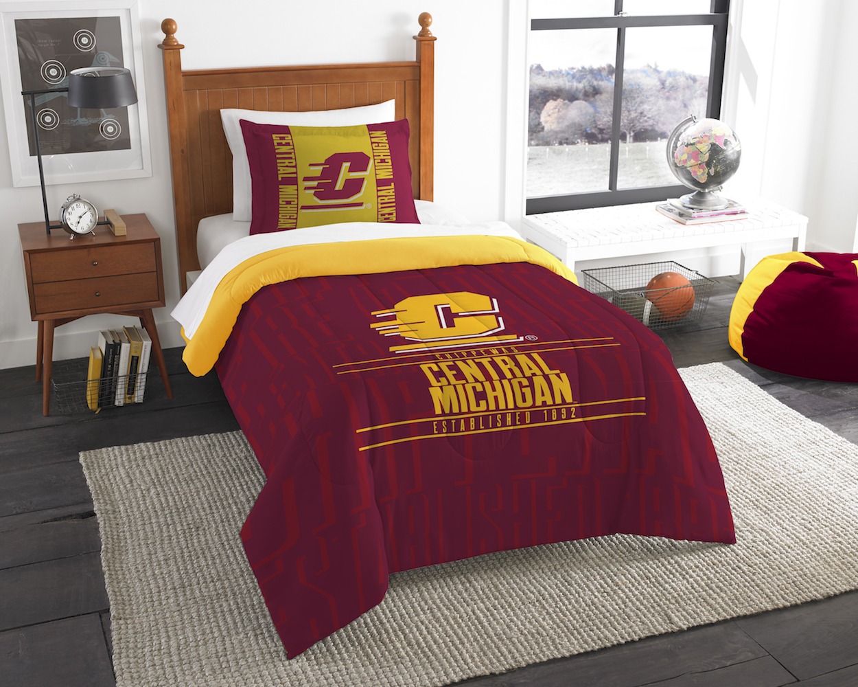 Central Michigan Chippewas Twin Comforter Set with Sham
