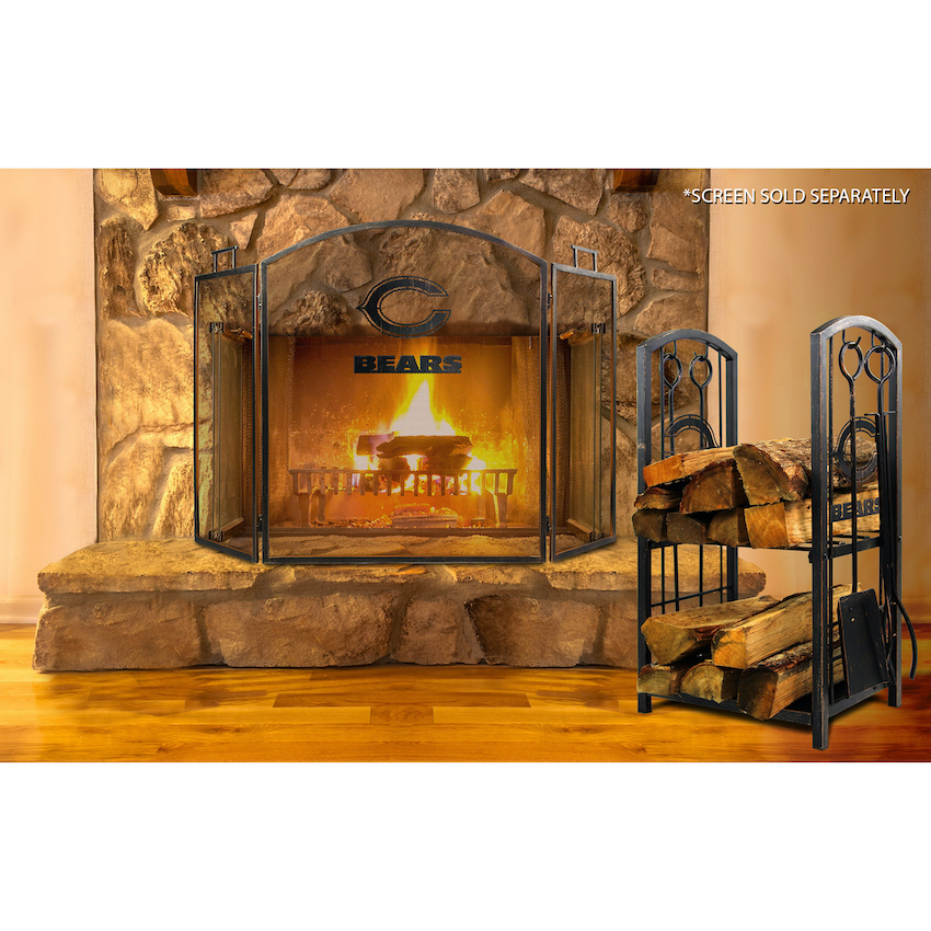 Chicago Bears Fireplace Wood Holder and Tool Set
