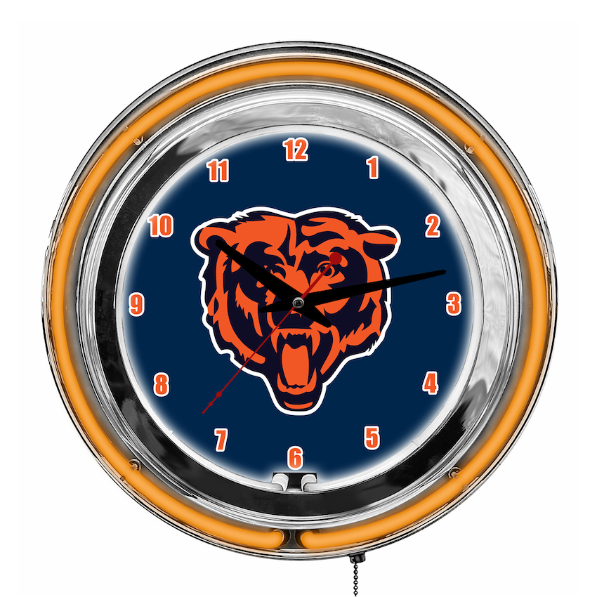 Chicago Bears Chrome NEON Clock 14 inch