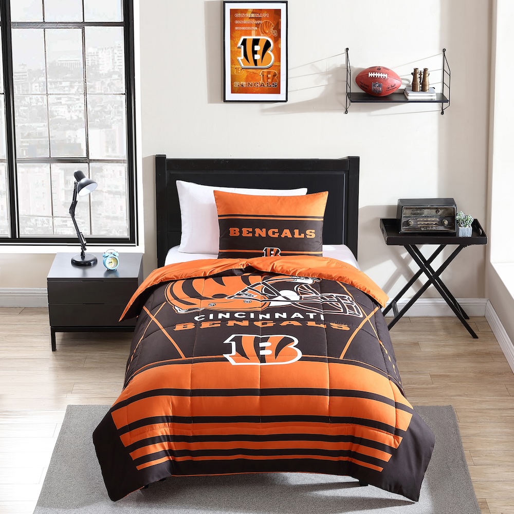 Cincinnati Bengals Twin Comforter Set with Sham