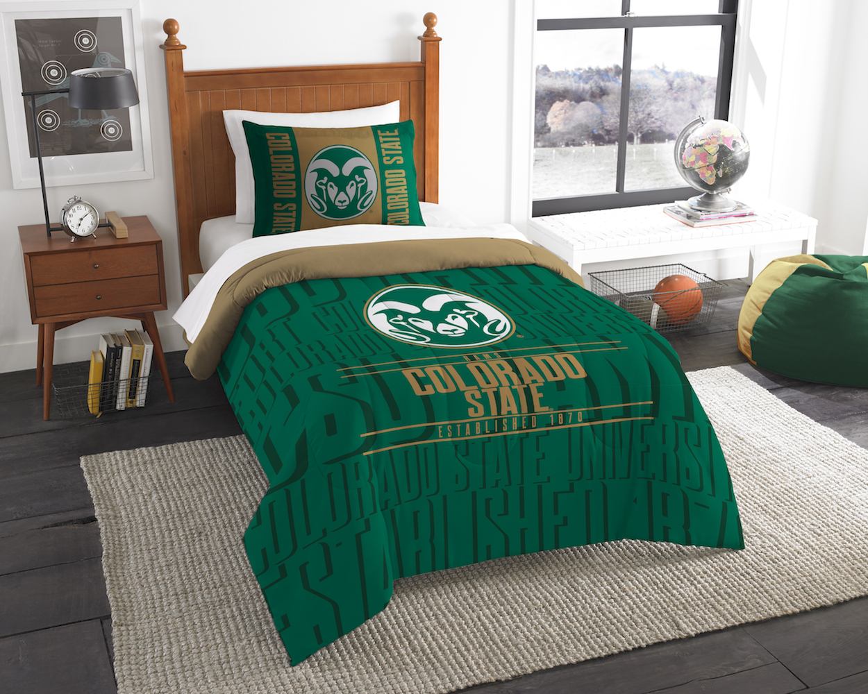 Colorado State Rams Twin Comforter Set with Sham