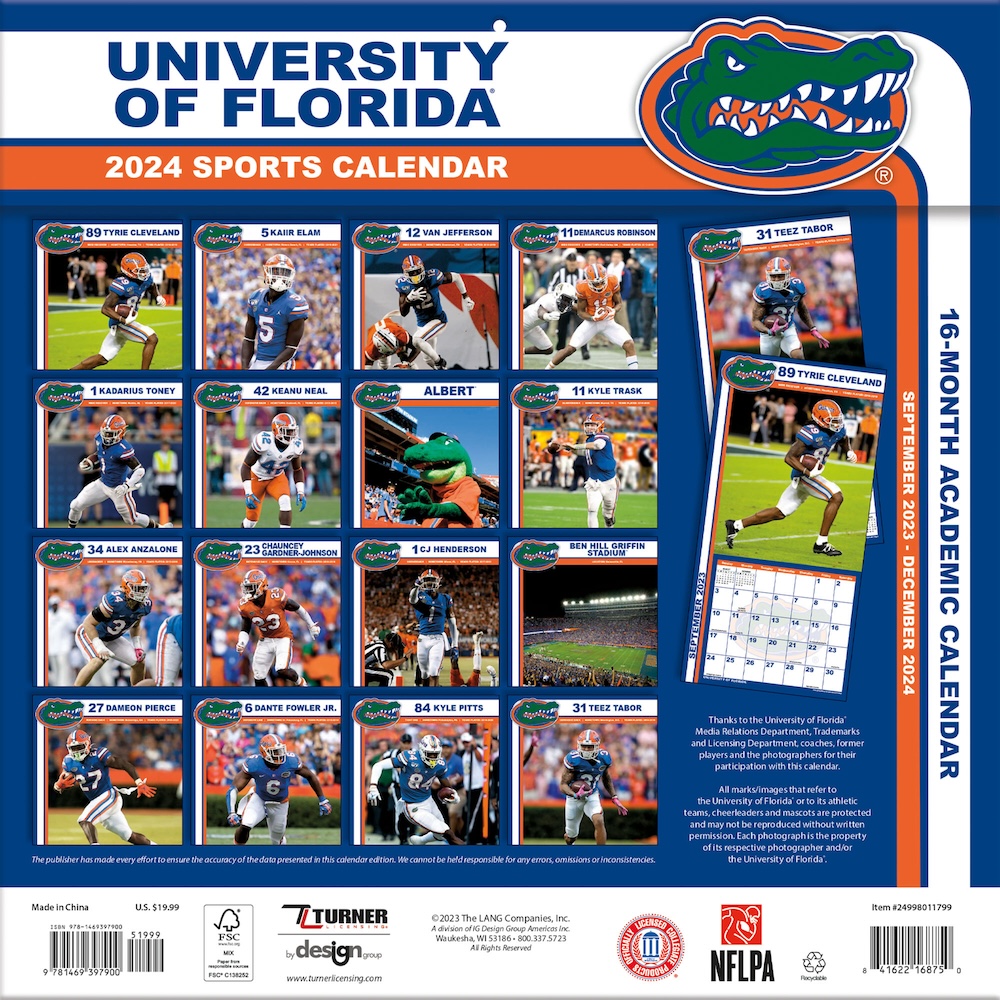 Florida Gators 2024 NCAA Team Wall Calendar