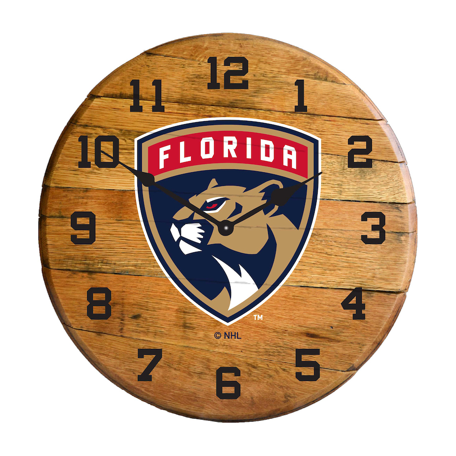 Florida Panthers Oak Barrel Clock