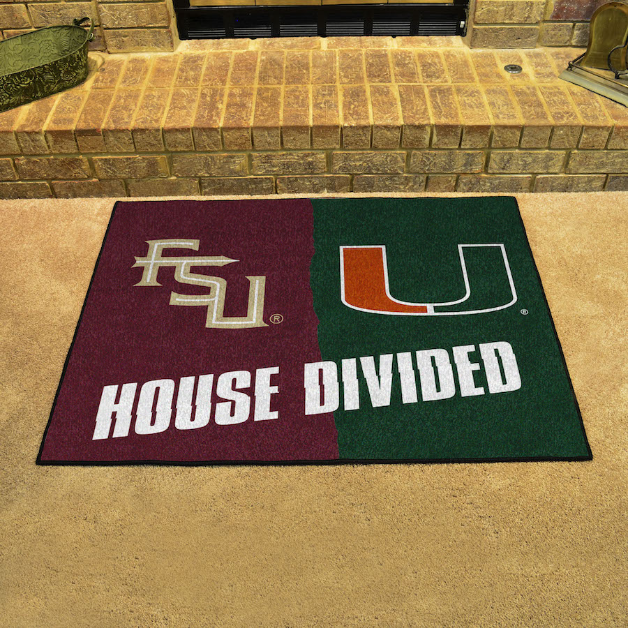 NCAA House Divided Rivalry Rug Florida State Seminoles - Miami Hurricanes