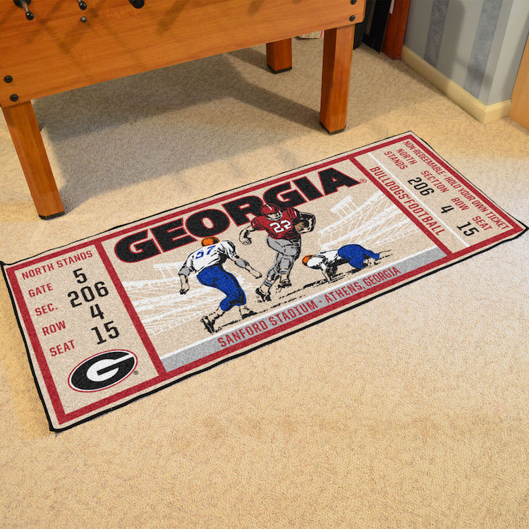 Georgia Bulldogs 30 x 72 Game Ticket Carpet Runner