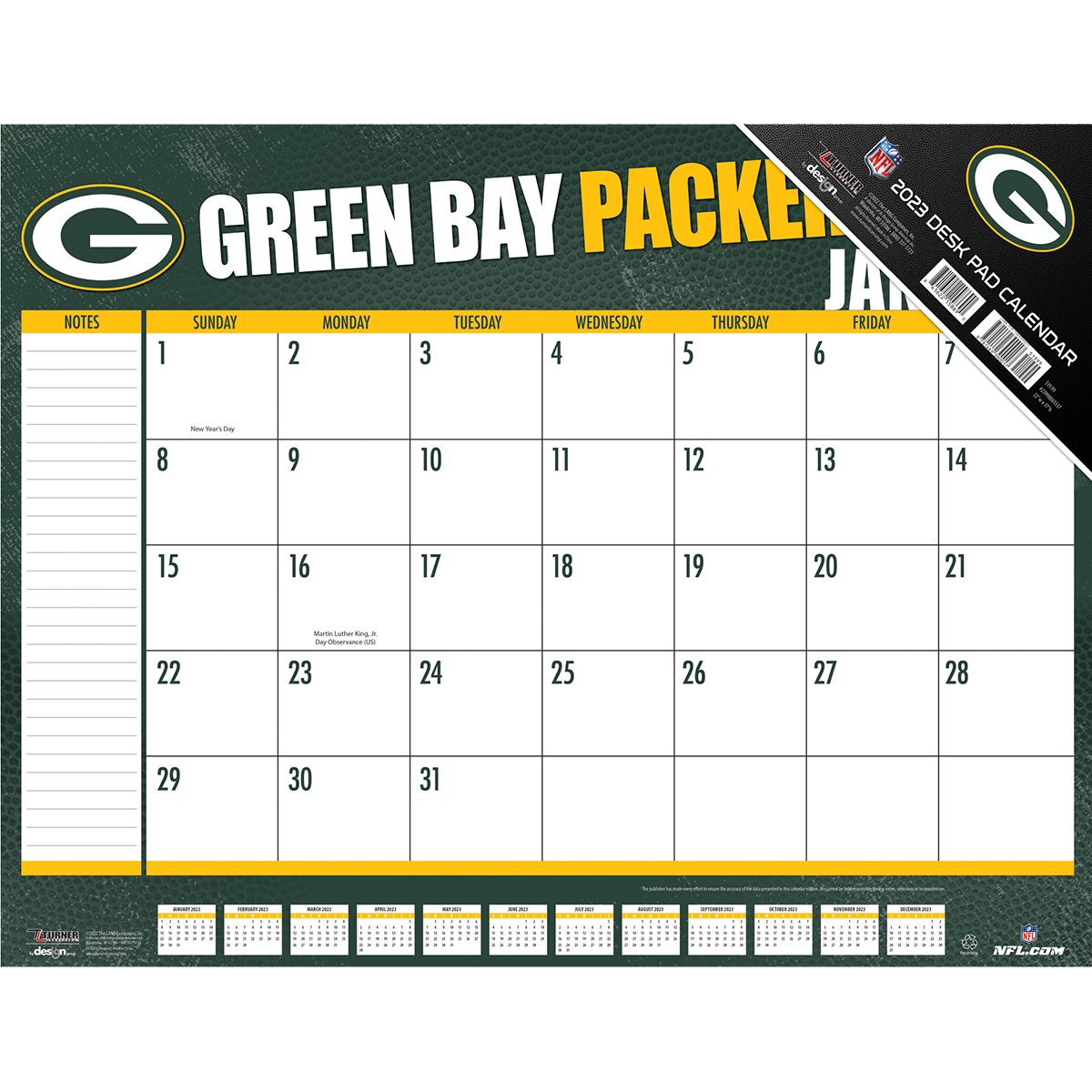 Green Bay Packers 2022 NFL 22 X 17 Desk Calendar