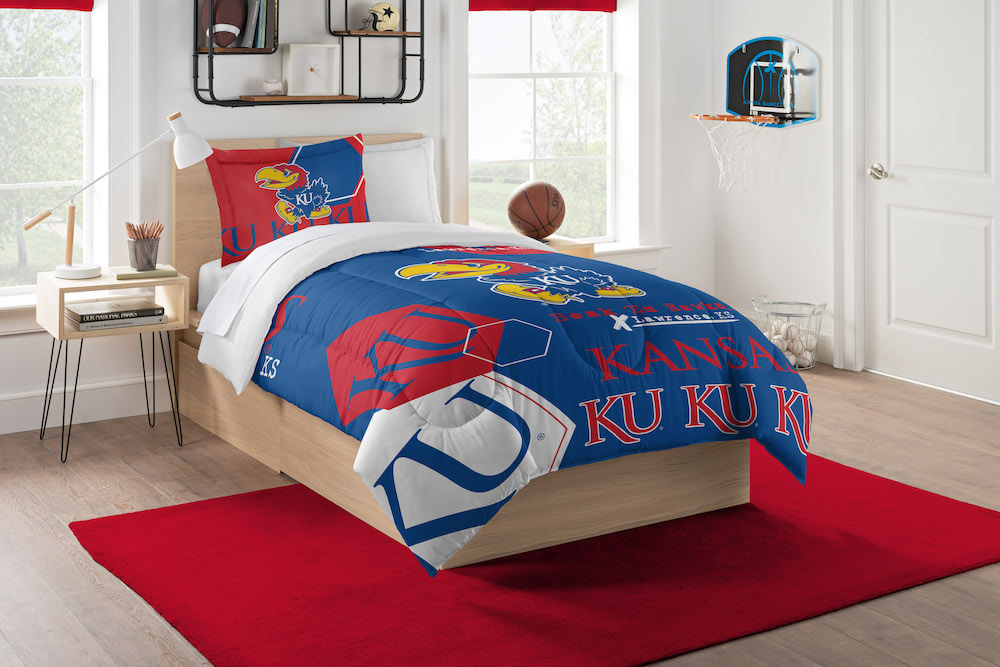 Kansas Jayhawks Twin Comforter Set with Sham