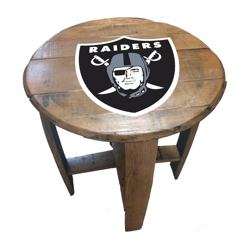 Las Vegas Raiders Oak Barrel Table