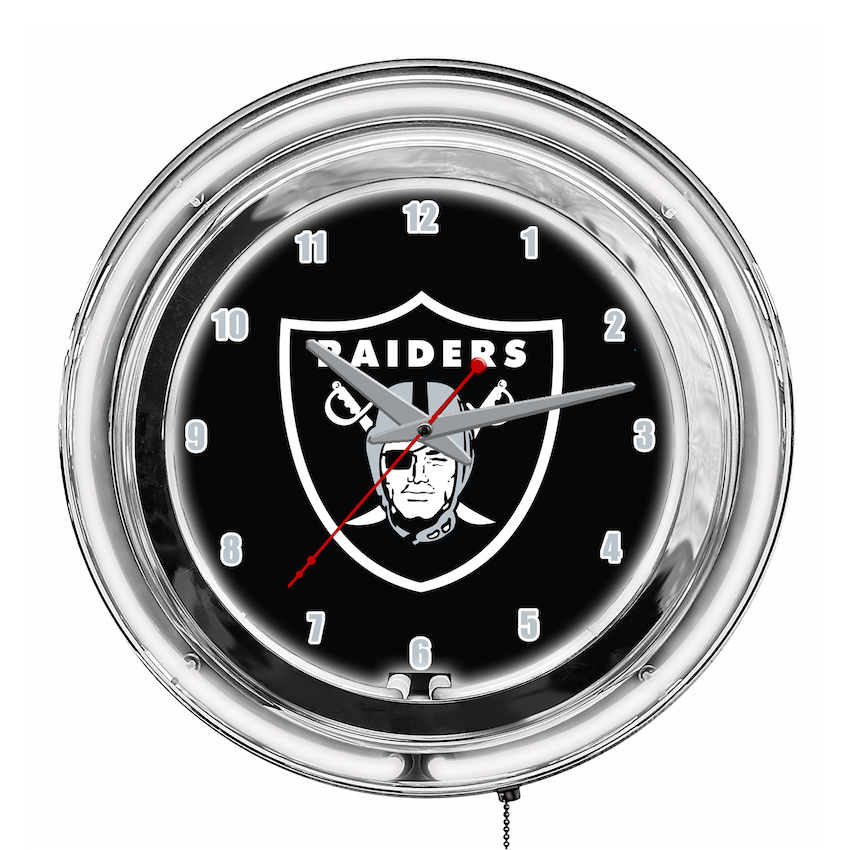 Las Vegas Raiders Chrome NEON Clock 14 inch