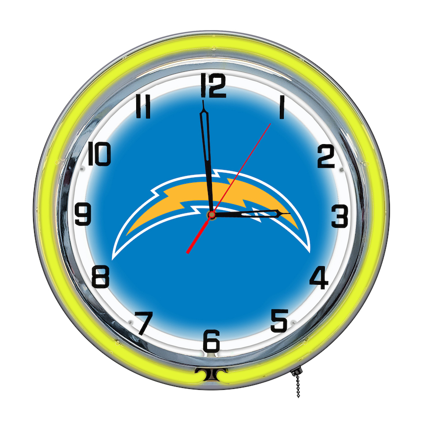Los Angeles Chargers Chrome NEON Clock 18 inch