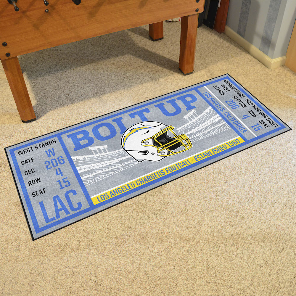 Los Angeles Chargers 30 x 72 Game Ticket Carpet Runner