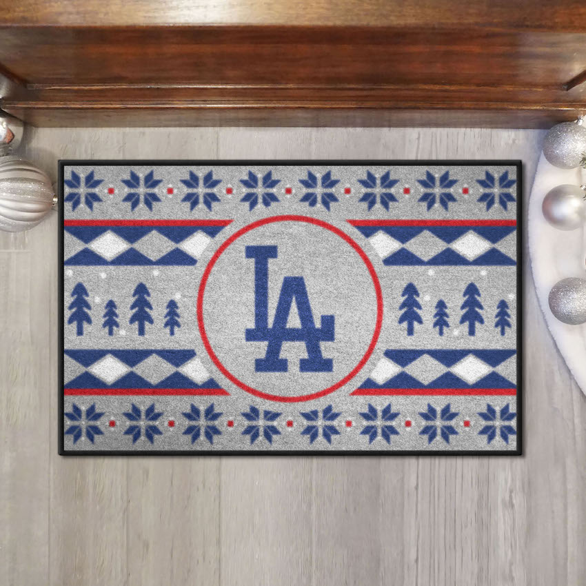 Los Angeles Dodgers ALT LOGO Holiday Sweater Themed 20 x 30 STARTER Floor Mat