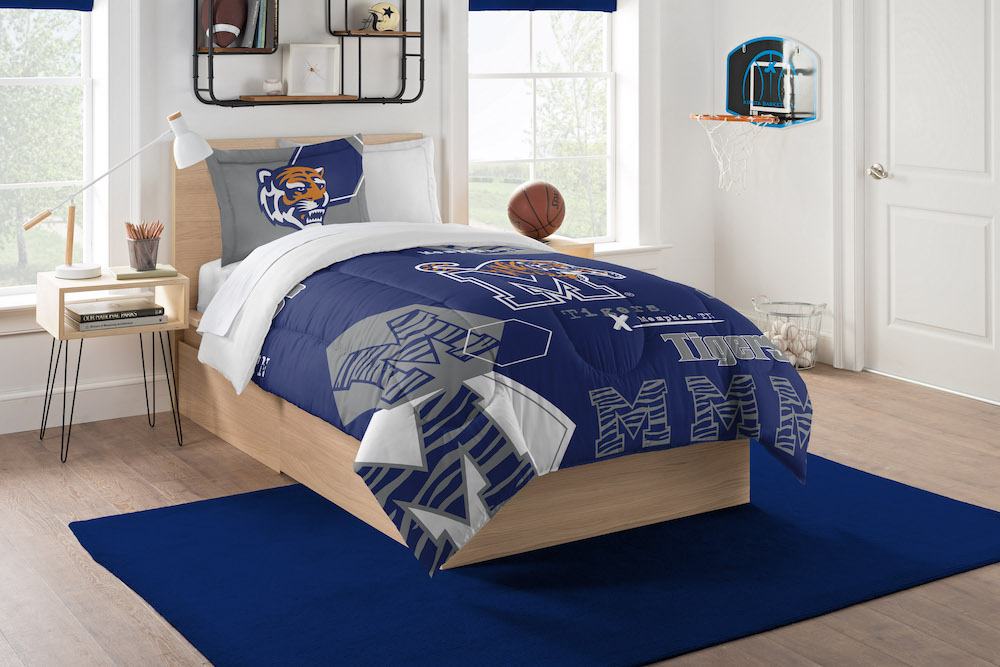 Memphis Tigers Twin Comforter Set with Sham