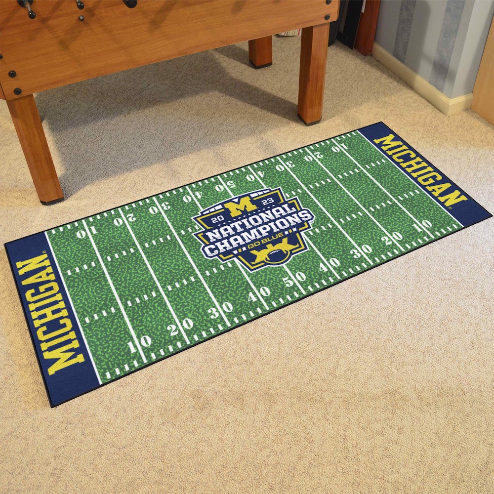 Michigan Wolverines COLLEGE FOOTBALL CHAMPS 30 x 72 Football Field Carpet Runner