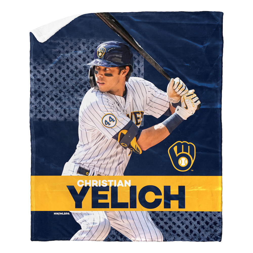 Milwaukee Brewers Christian Yelich Silk Sherpa Throw Blanket