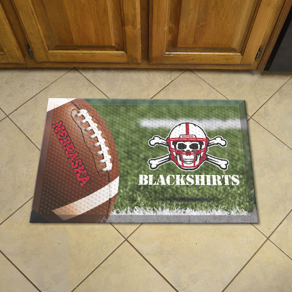 Nebraska Cornhuskers BLACKSHIRTS Ball Style SCRAPER Door Mat