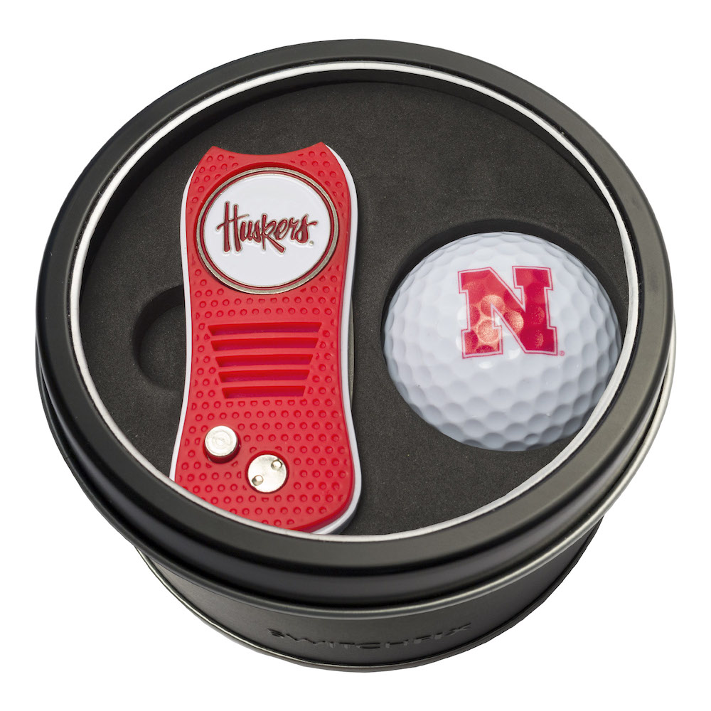 Nebraska Cornhuskers Switchblade Divot Tool and Golf Ball Gift Pack
