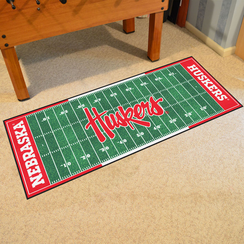 Nebraska Huskers 30 x 72 Football Field Carpet Runner