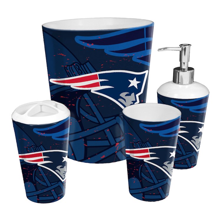 New England Patriots 4 Piece Bathroom Accessory Set