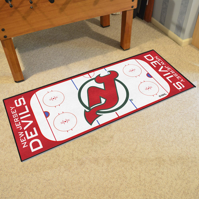New Jersey Devils Vintage 30 x 72 Hockey Rink Carpet Runner - Throwback Logo
