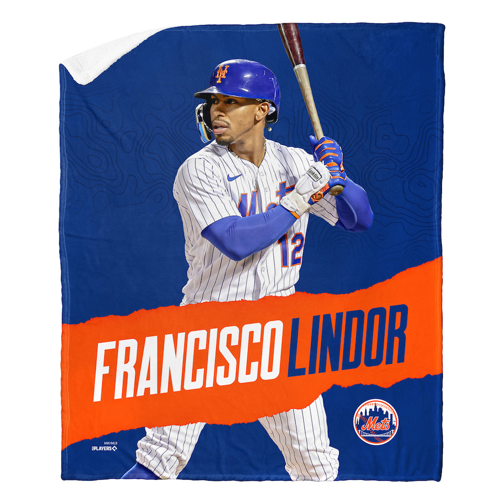 New York Mets Francisco Lindor Silk Sherpa Throw Blanket