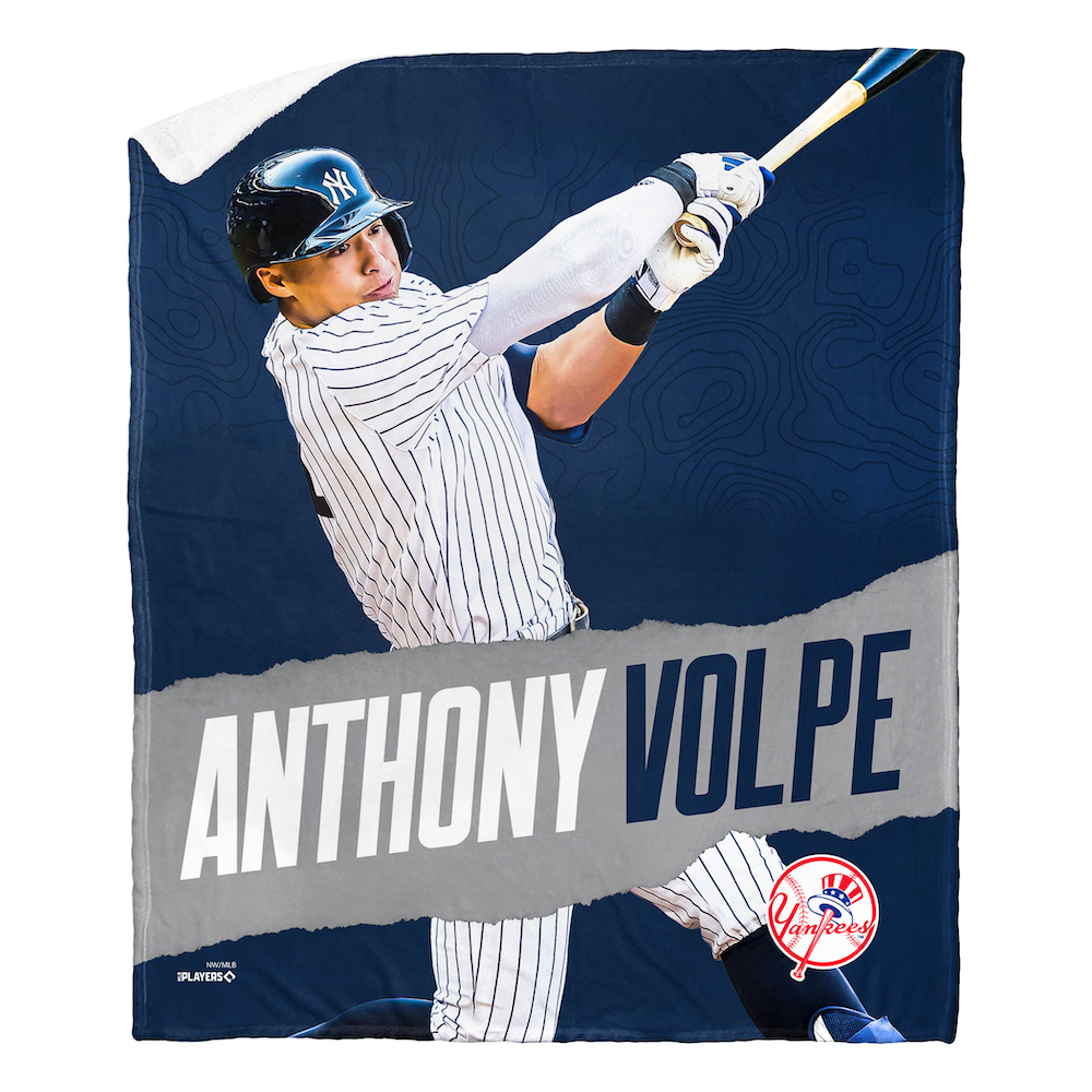 New York Yankees Anthony Volpe Silk Sherpa Throw Blanket