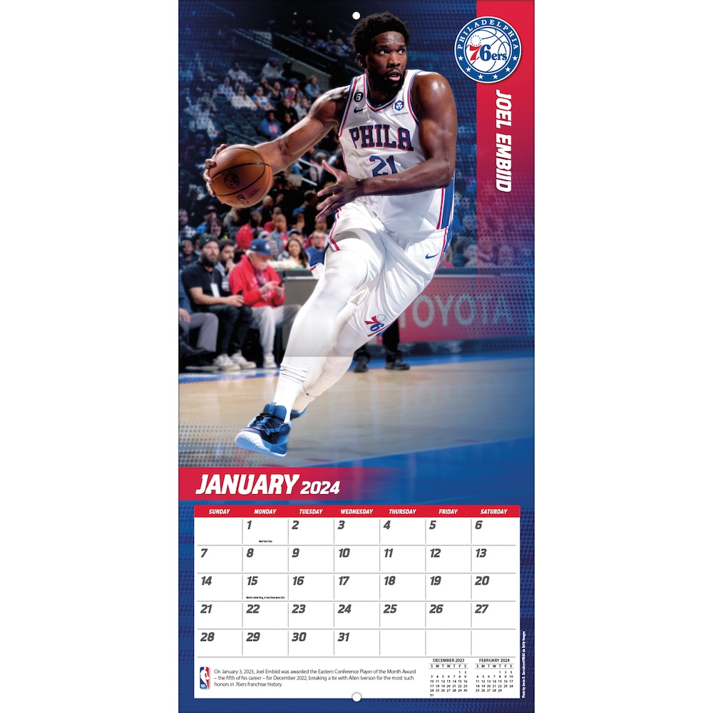Philadelphia 76ers Joel Embiid 2022 NBA Wall Calendar