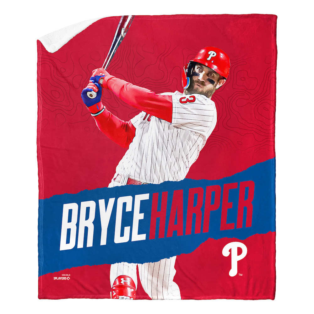Philadelphia Phillies Bryce Harper Silk Sherpa Throw Blanket