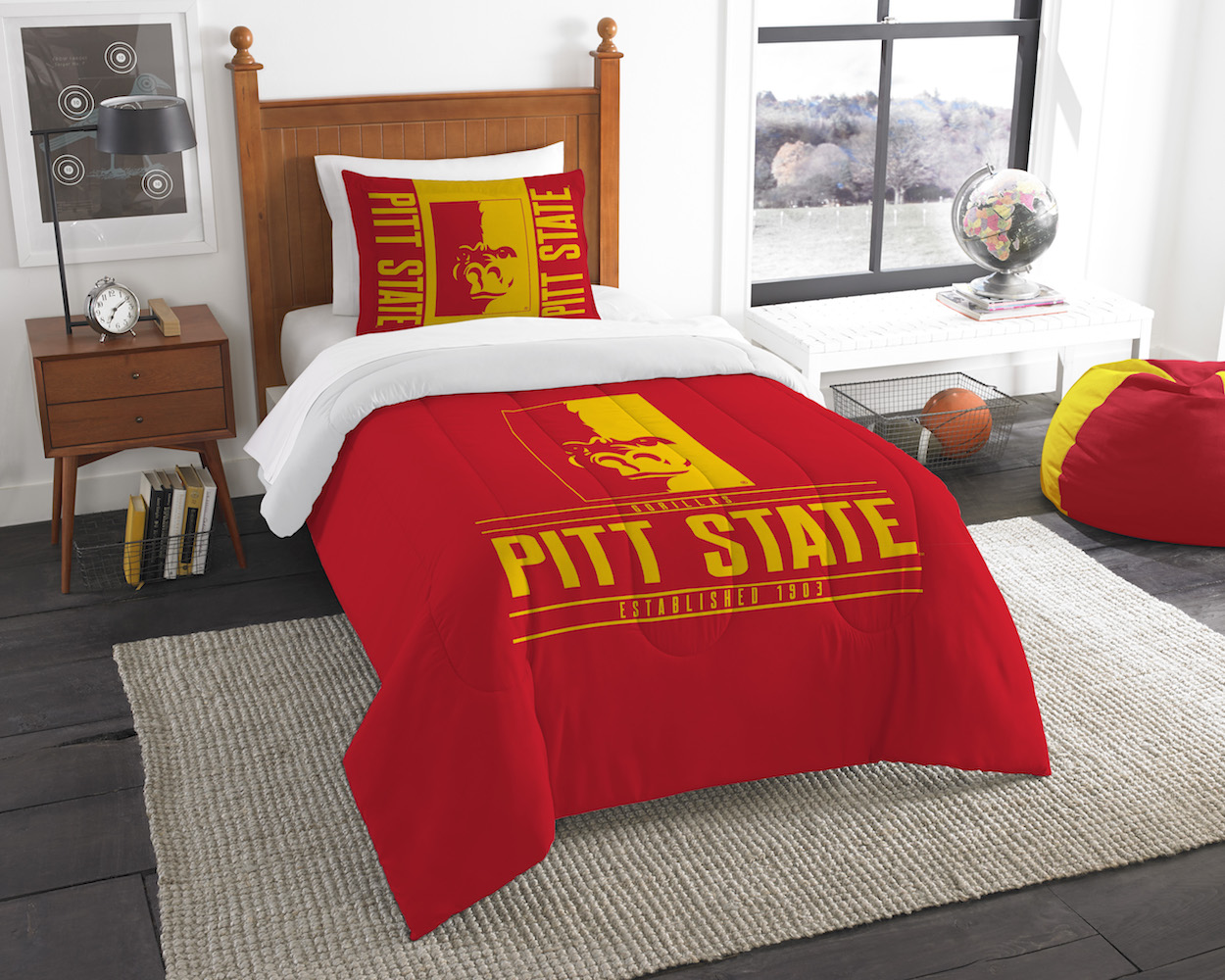 Pitt State Gorillas Twin Comforter Set with Sham
