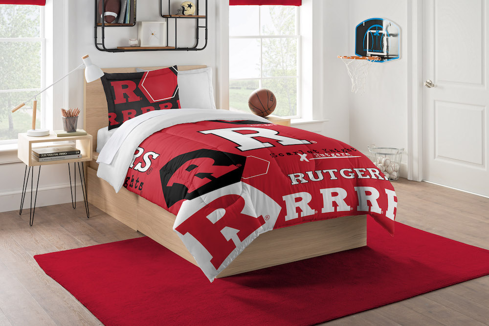 Rutgers Scarlet Knights Twin Comforter Set with Sham