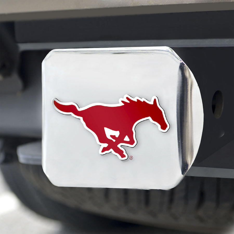 SMU Mustangs Color Chrome Trailer Hitch Cover