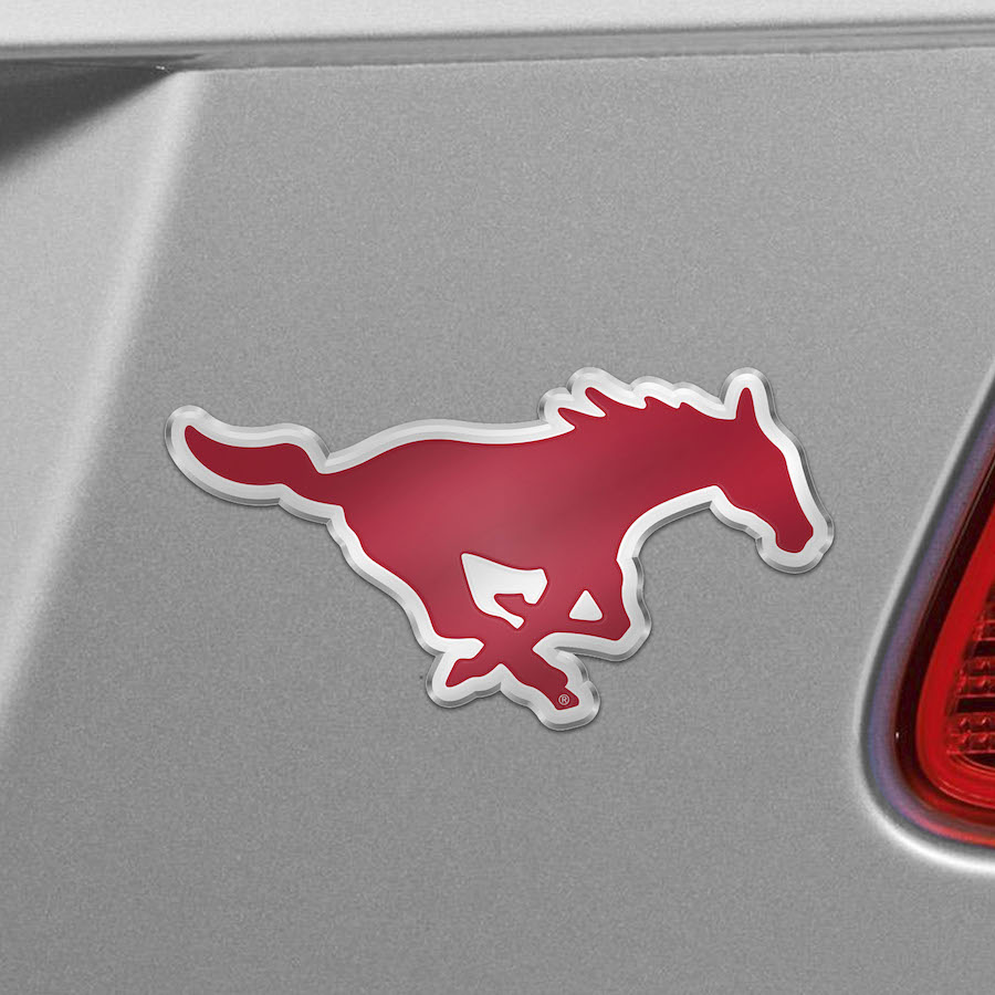 SMU Mustangs Color Metal Auto Emblem