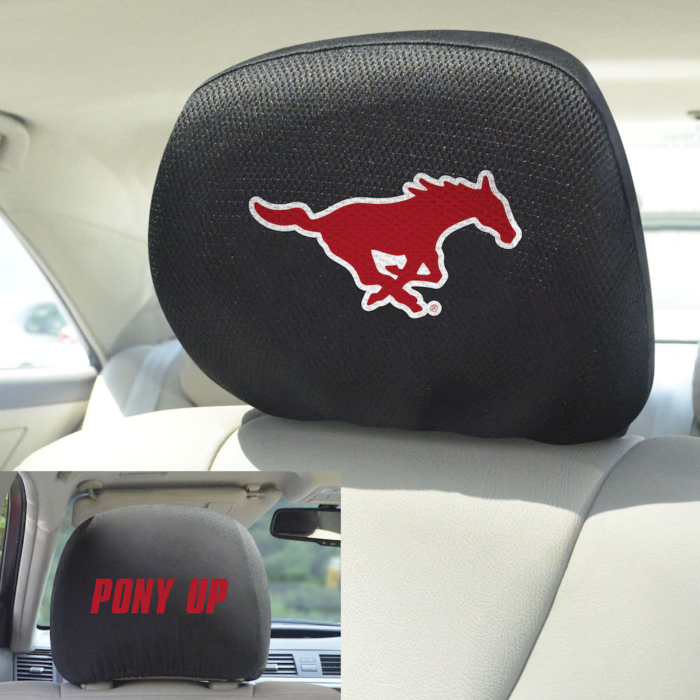 SMU Mustangs Head Rest Covers