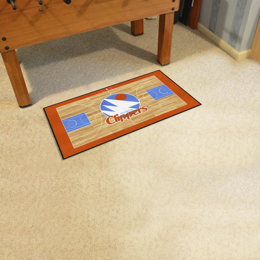 San Diego Clippers Vintage 24 x 44 Basketball Court Carpet Runner - Throwback Logo