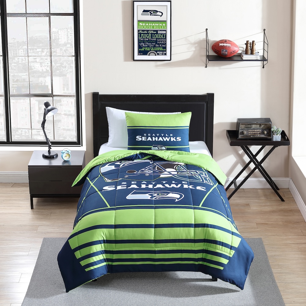 Seattle Seahawks Twin Comforter Set with Sham