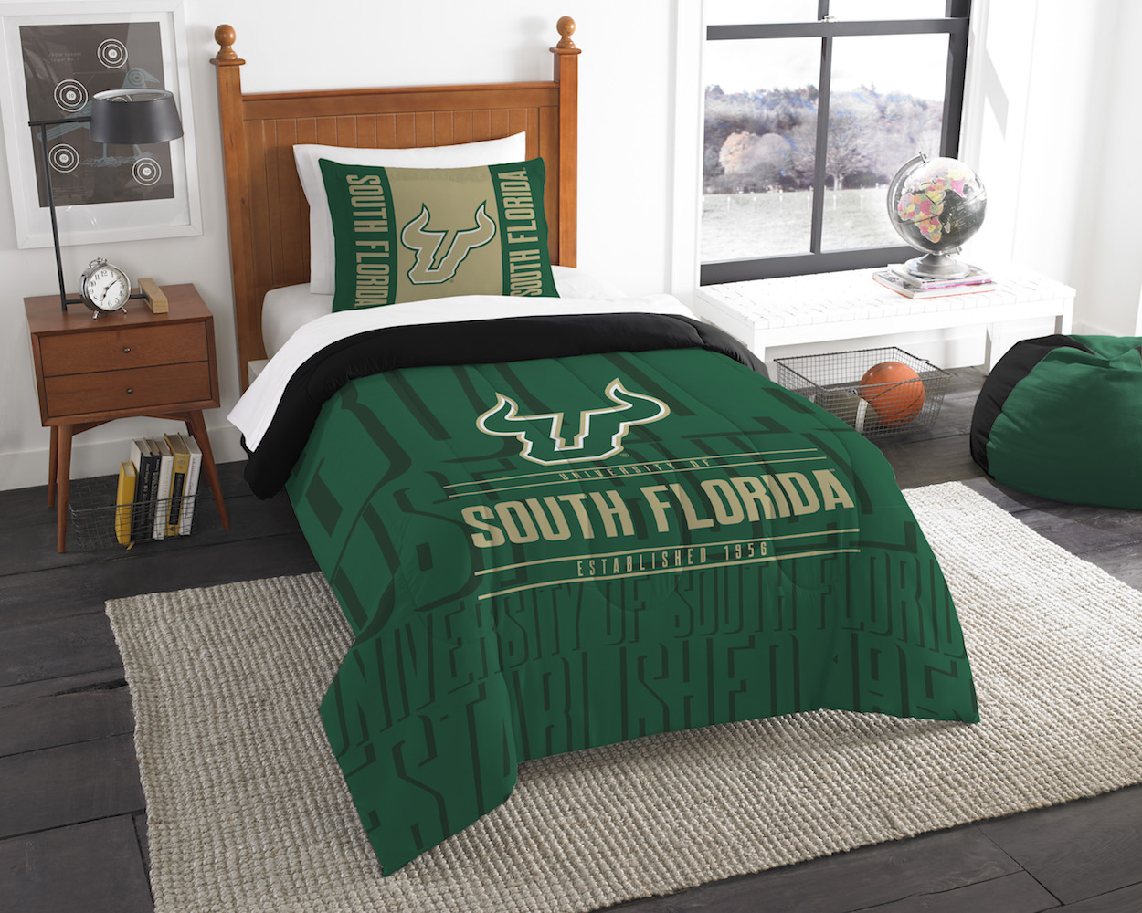 South Florida Bulls Twin Comforter Set with Sham