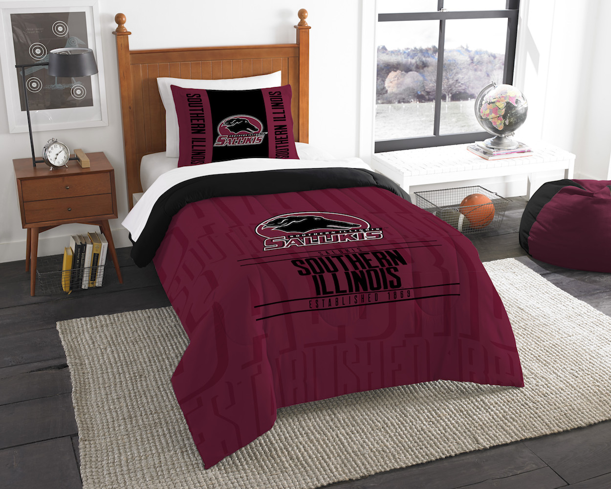 Southern Illinois Salukis Twin Comforter Set with Sham