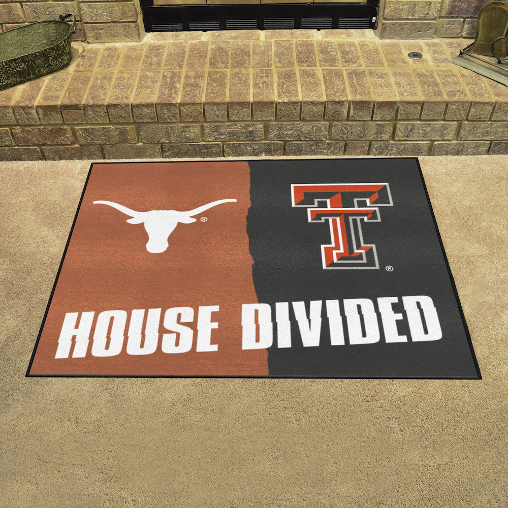 NCAA House Divided Rivalry Rug Texas Longhorns - Texas Tech Red Raiders